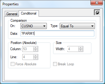 Conditional Element Properties