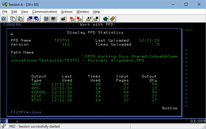 Display PPD Statistics