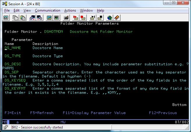 Parameter descriptions