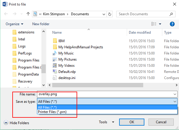 Printer Driver Save options